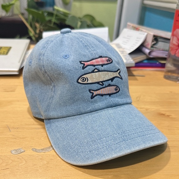 Blue Denim Cap with Fish Embroidery - Picture 1 of 1